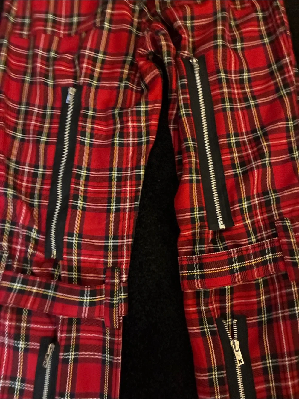 Tripp NYC Mens Red Plaid Kilt Style Punk Bondage Pants Size 30 Kilt Removable
